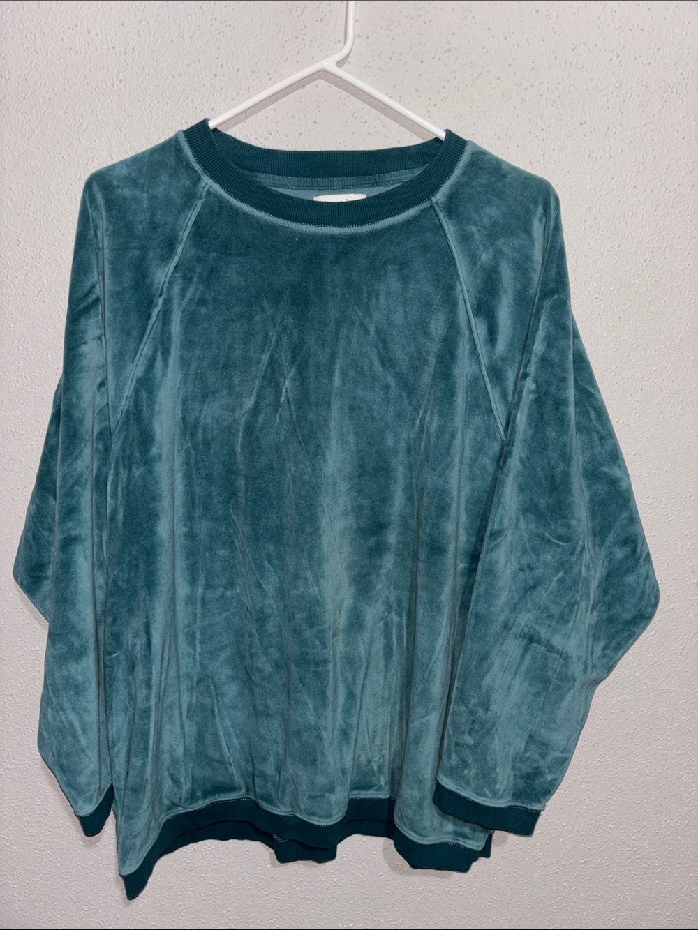 aerie - Plush Velvet-feel Crewneck Sweatshirt in Teal Green (size small)